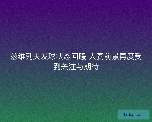 兹维列夫发球状态回暖 大赛前景再度受到关注与期待